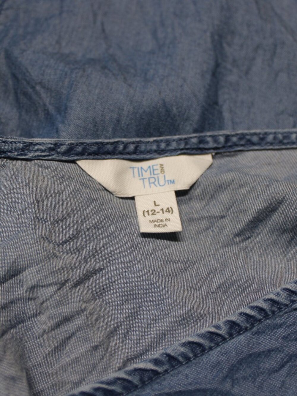 Time and Tru Large Blue Chambray Lyocell Utility Sleeveless Summer Casual Dress - Picture 6 of 9